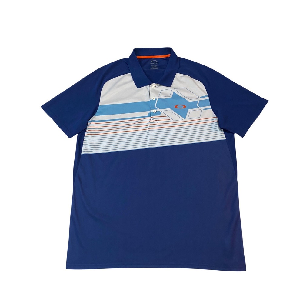 Oakley Mens Hydrolix Golf Polo Shirt XL Blue Breathable Short Sleeve